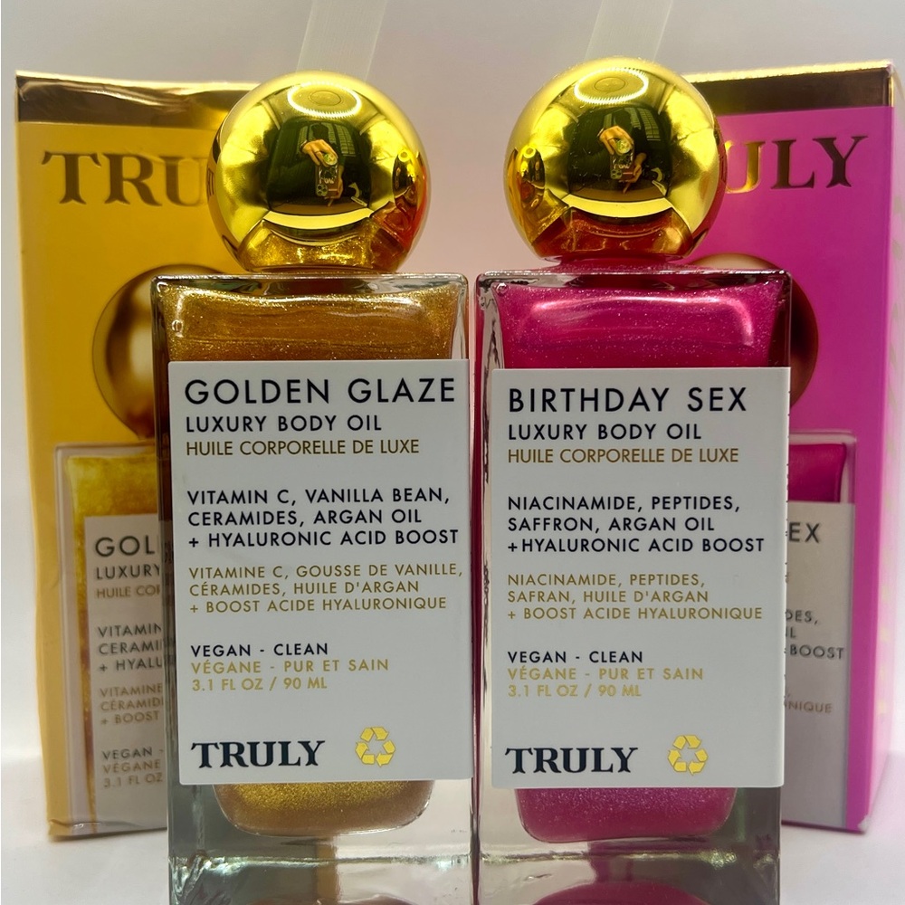 TRULY Golden Glaze and Birthday Sex Luxury Body Oil Duo